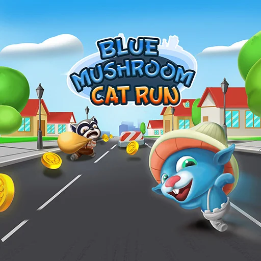Blue Mushroom Cat Run - Play free online Casual Games game