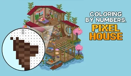 Coloring by Numbers. Pixel House - Play free online Puzzle game