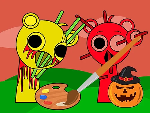 Halloween Sprunki Coloring Book - Play free online game