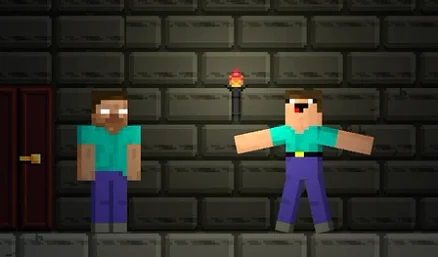 Noob hides from Herobrine - Play free online 2 Player game
